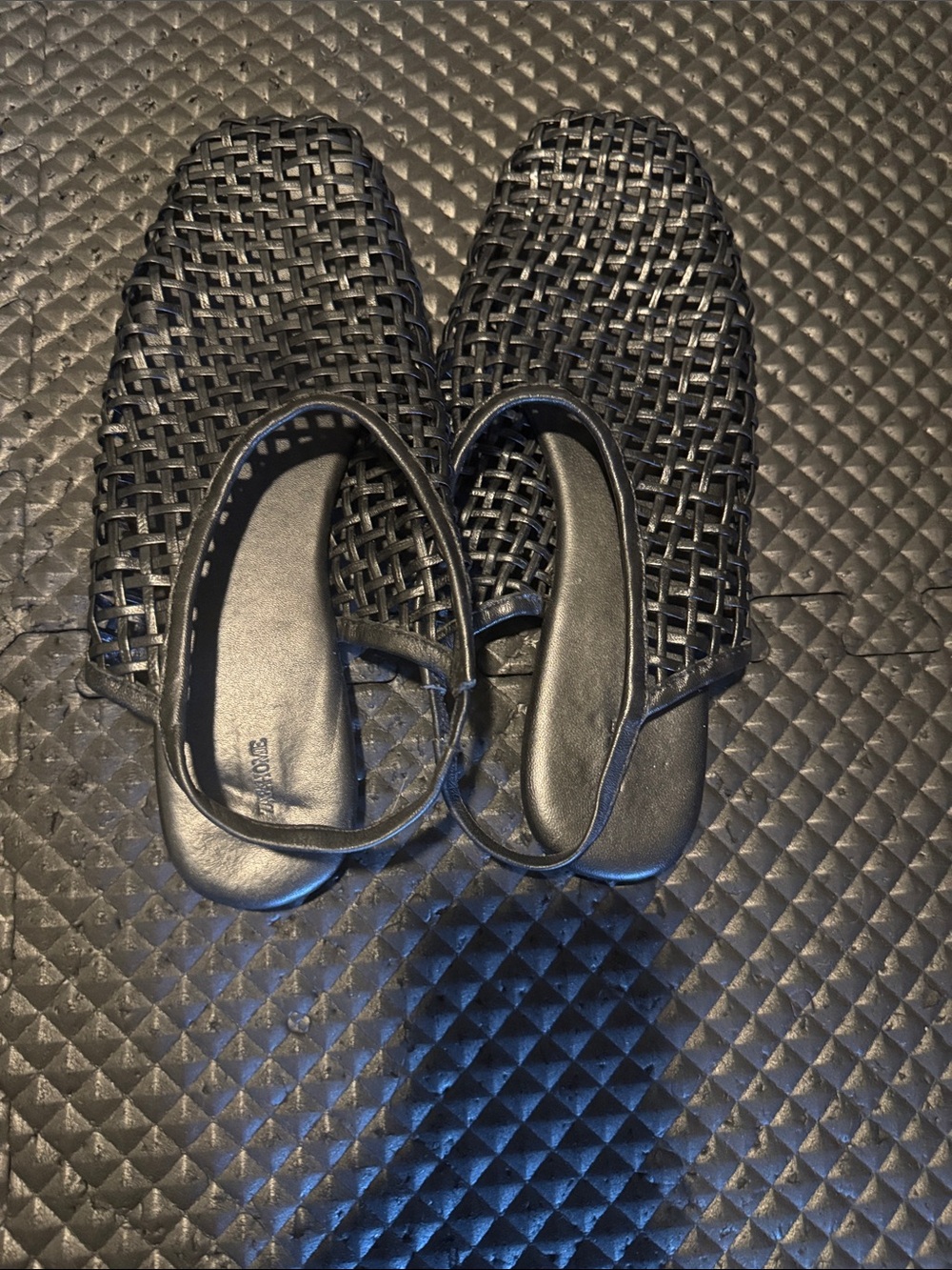 Zara Black Woven Slingback Mules
